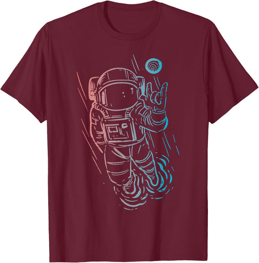 Astronaut Rocker Hand Cool Space Galaxy Rock Men Boys Kids T-Shirt - T-Shirt | Maroon