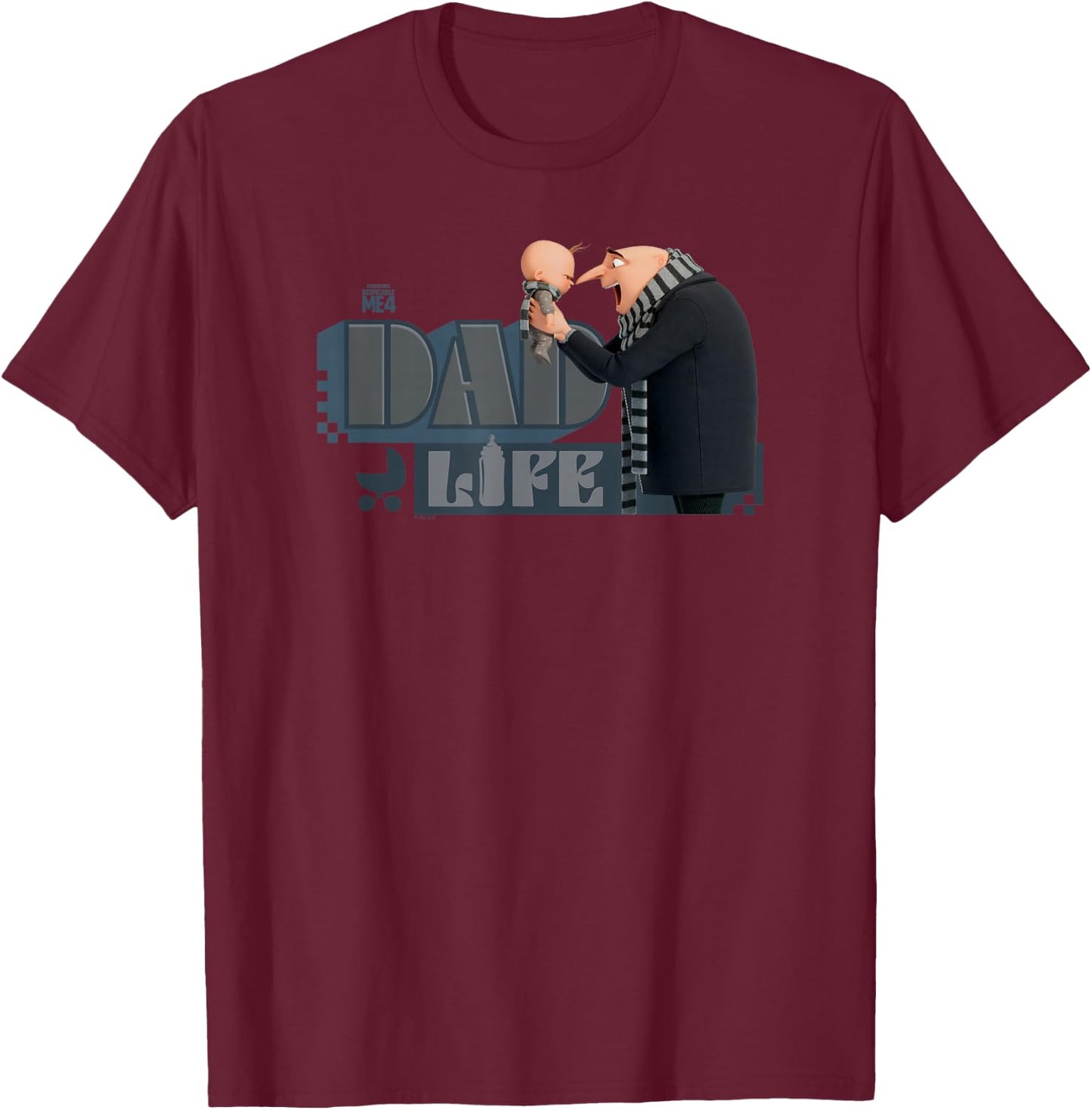 Minions Despicable Me 4 Gru Dad Life T-Shirt - T-Shirt | Maroon