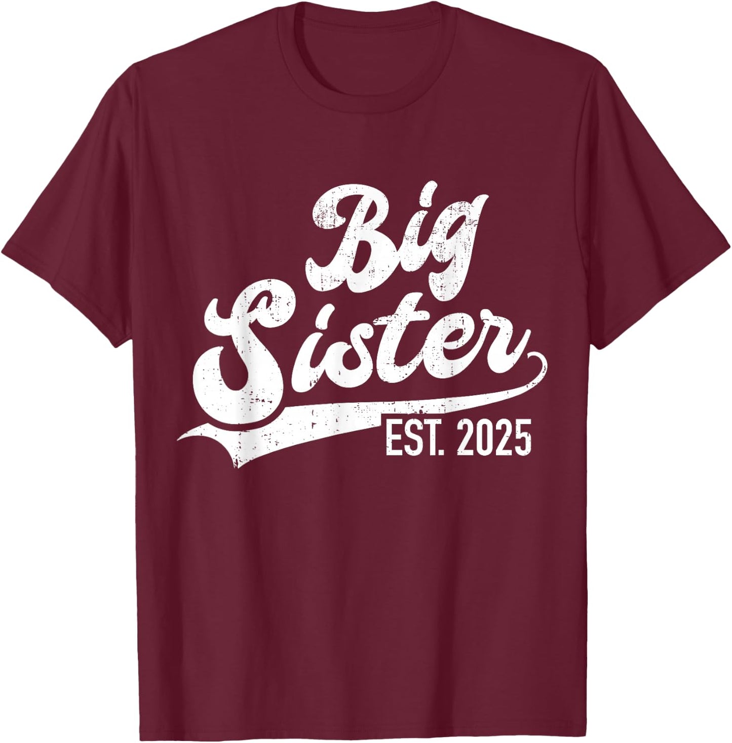 Big sister est. 2025 rainbow for baby announcement T-Shirt - T-Shirt | Maroon