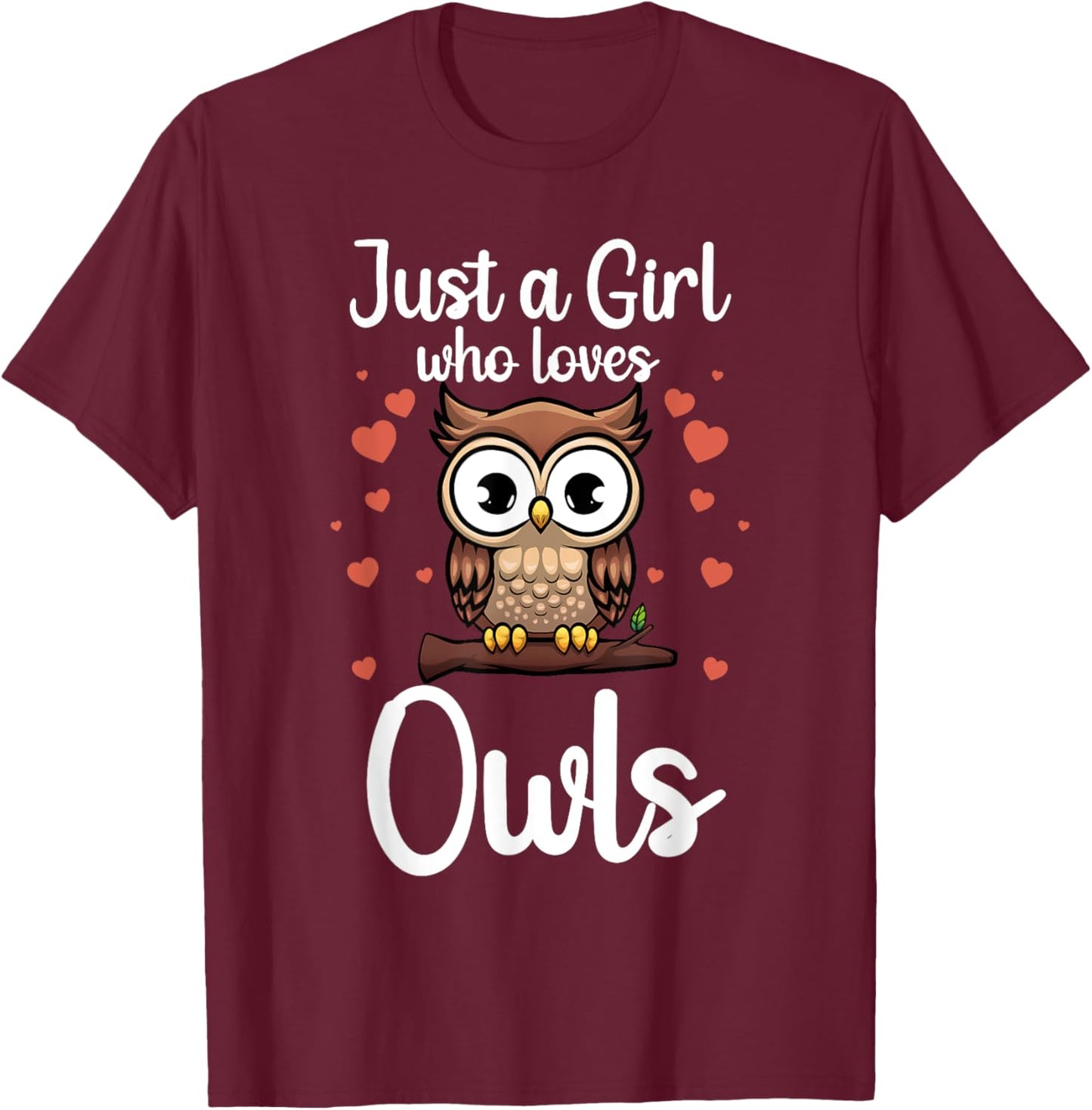 Funny Owl Design Girls Nocturnal Bird Owl Lovers T-Shirt - T-Shirt | Maroon