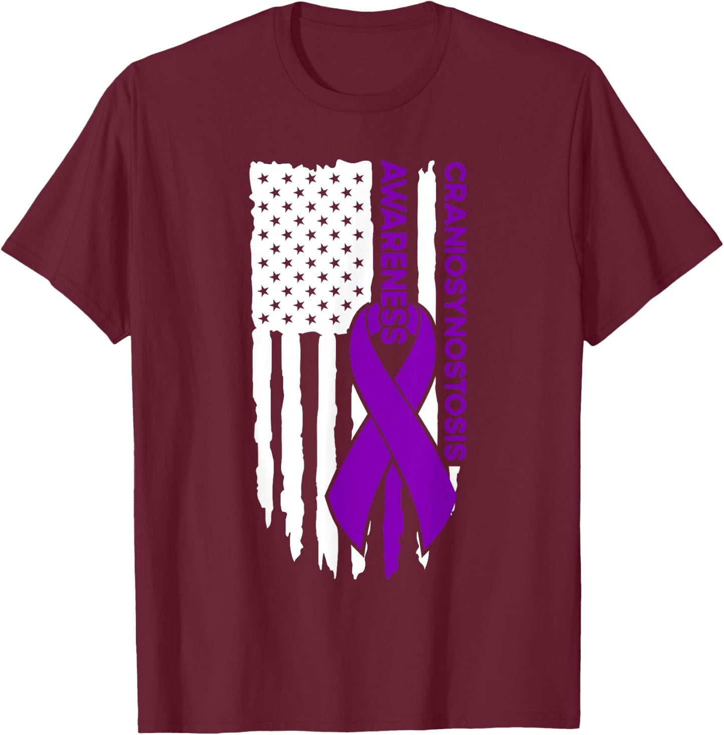 Craniosynostosis Awareness Flag Craniosynostosis T-Shirt - T-Shirt | Maroon