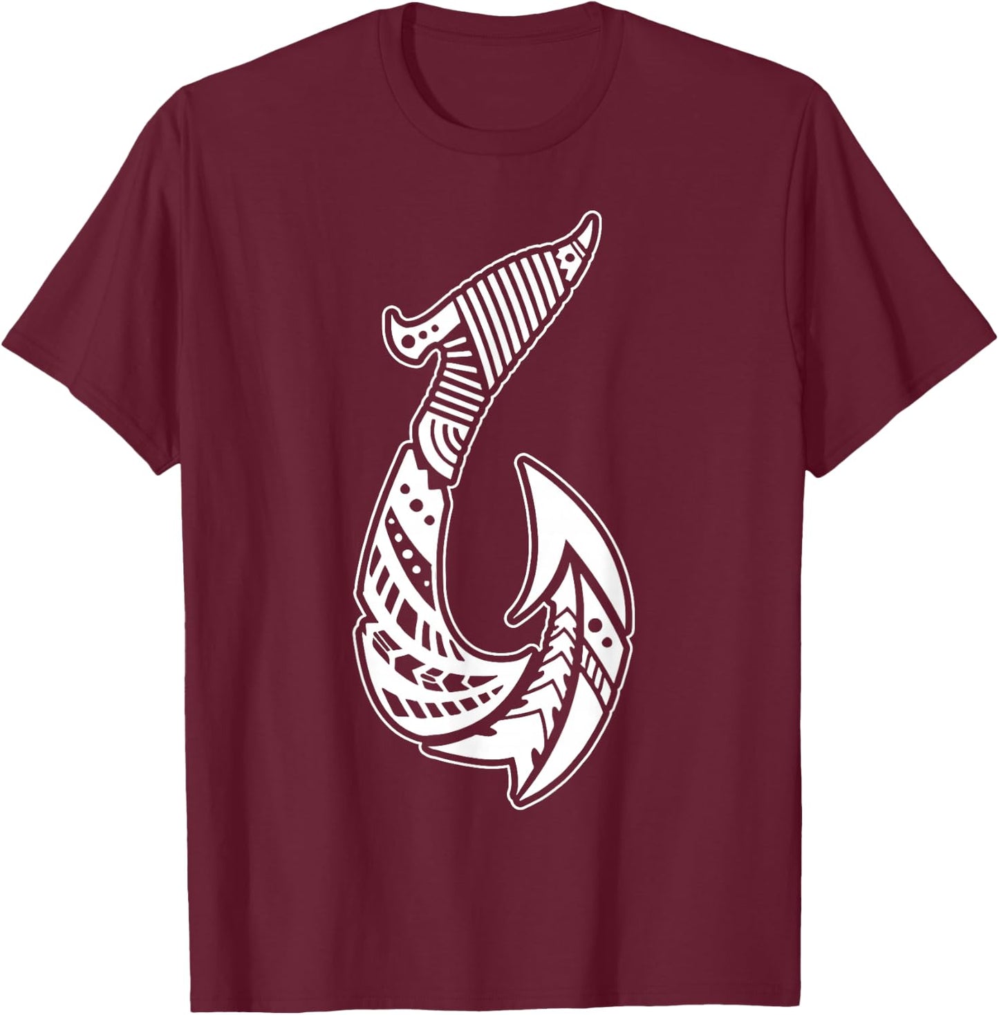Tribal Hawaiian Fish Hook Pacific Islander Fishing Hawaii T-Shirt - T-Shirt | Maroon