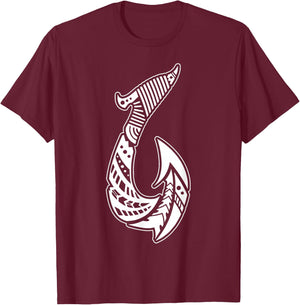 Tribal Hawaiian Fish Hook Pacific Islander Fishing Hawaii T-Shirt - T-Shirt | Maroon