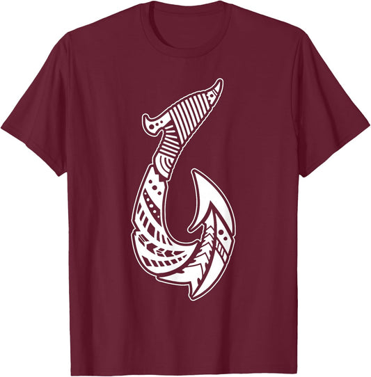 Tribal Hawaiian Fish Hook Pacific Islander Fishing Hawaii T-Shirt - T-Shirt | Maroon