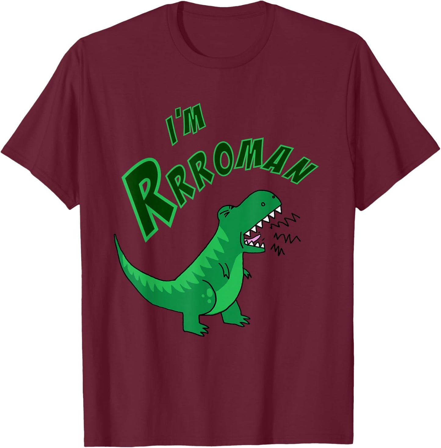 Roman personalized name T-rex Gift boys - I'm Rrroman T-Shirt - T-Shirt | Maroon