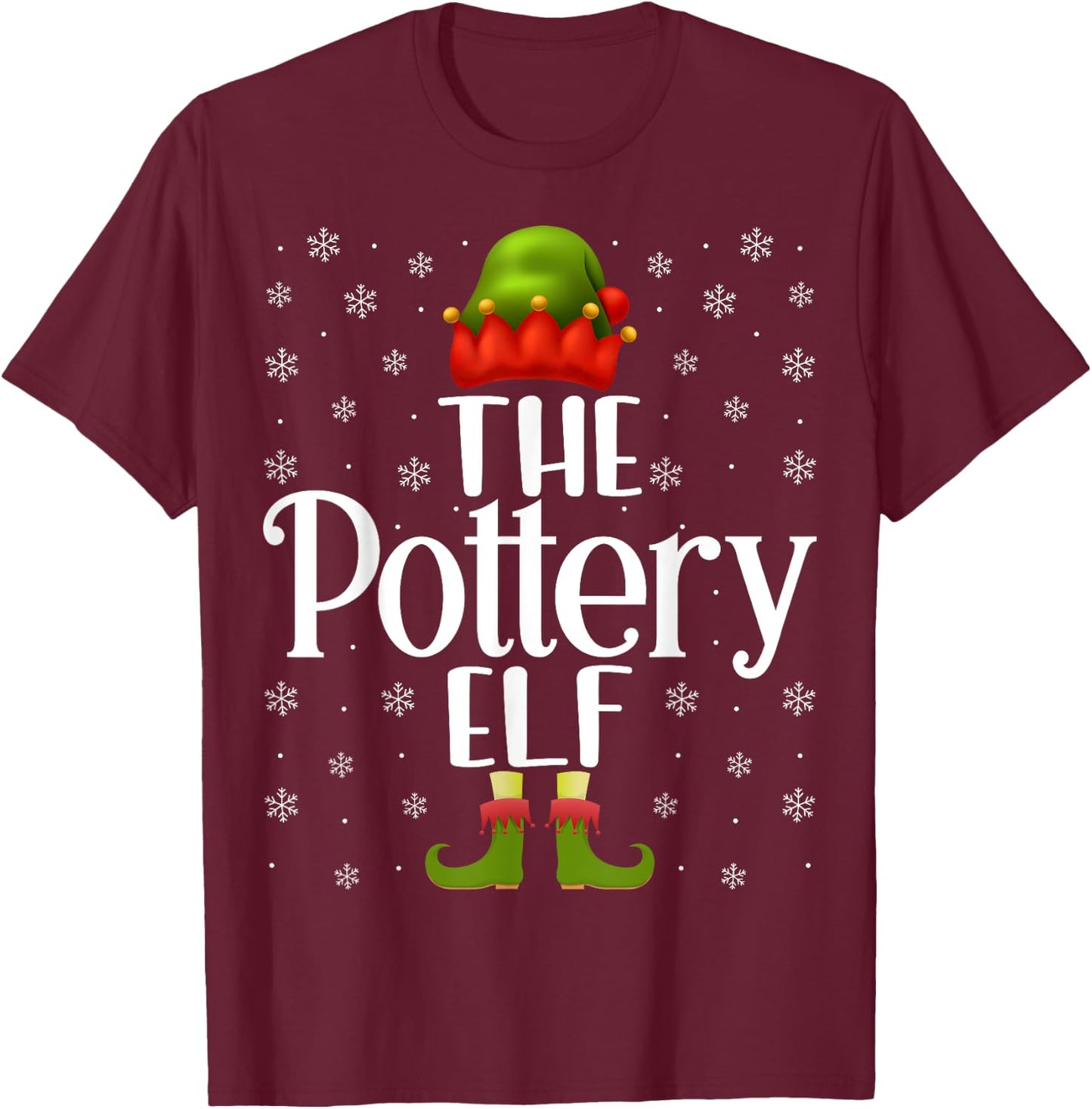 The Pottery Elf Funny Ceramics Artist Clay Pottery Christmas T-Shirt - T-Shirt | Maroon