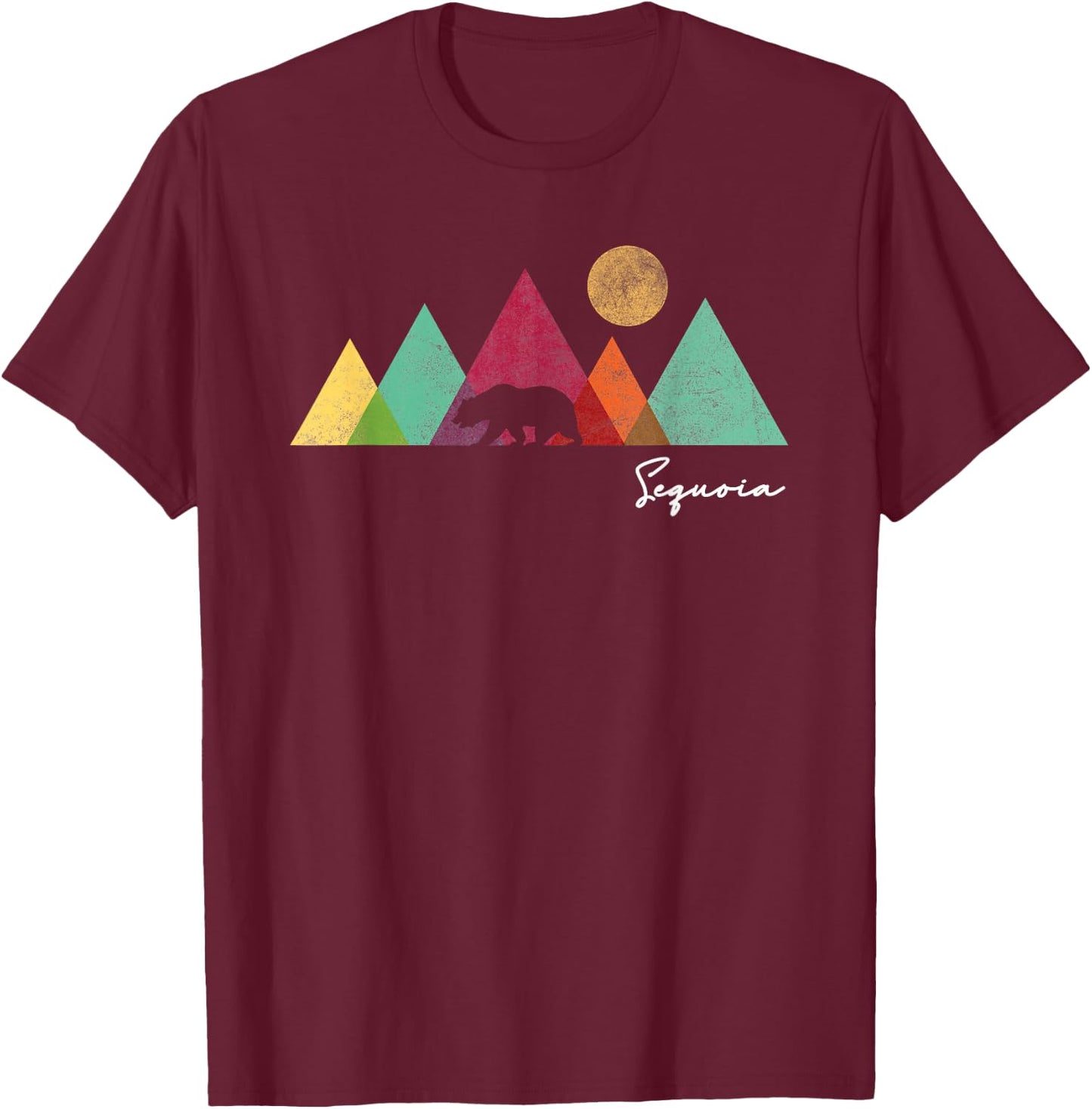 Retro Sequoia National Park California Women Men Kids Hiking T-Shirt - T-Shirt | Maroon