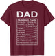 Dad Nutrition Facts Father's Day Grandpa Father Daddy Humor T-Shirt - T-Shirt | Maroon