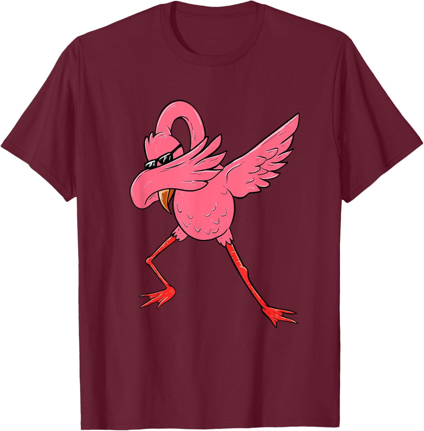Dabbing Flamingo - Cute Flamingo Zoo Animal T-Shirt - T-Shirt | Maroon