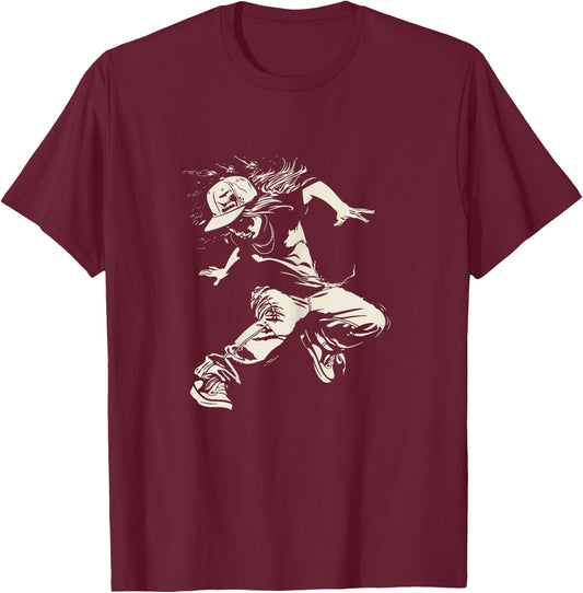 B-Girl Sketch B-Boy Hiphop Culture T-Shirt - T-Shirt | Maroon