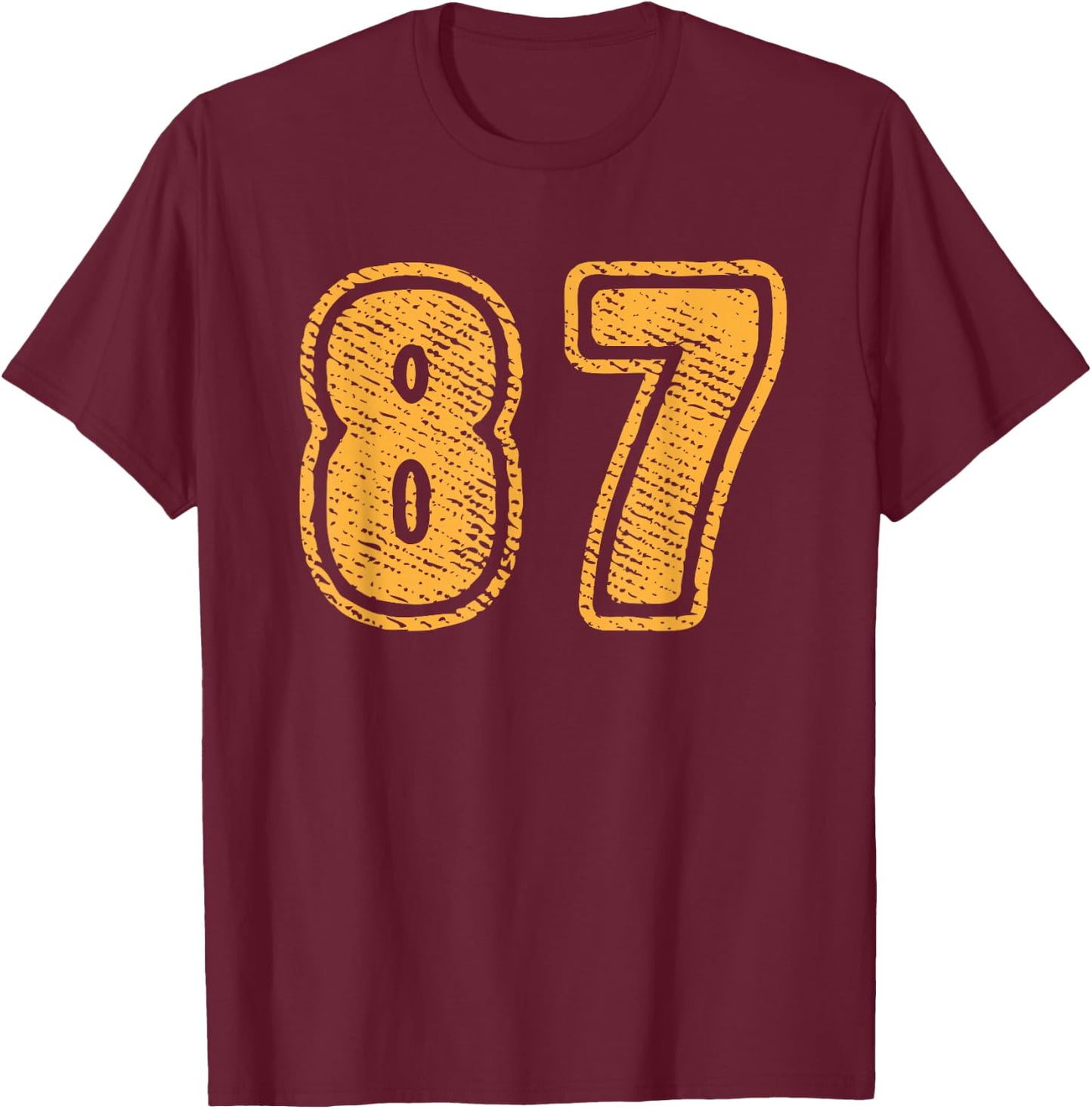 Number 87 On Front Big Bold 87 Team Group Player Matching T-Shirt - T-Shirt | Maroon