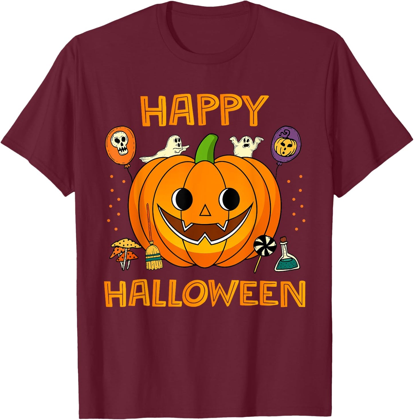 Trick Or Treat Halloween Funny Pumpkin Happy Halloween T-Shirt - T-Shirt | Maroon