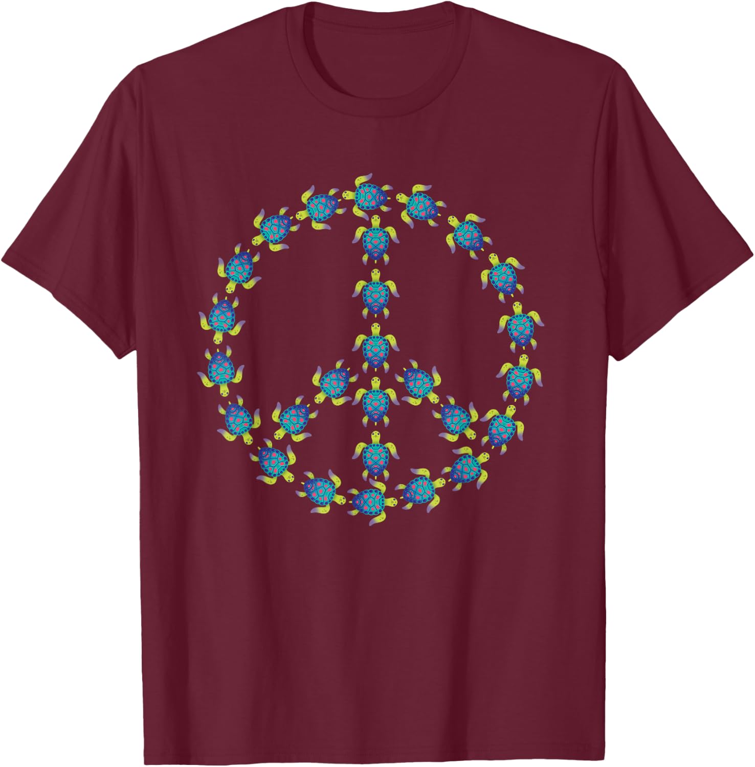 Peace Turtles Turtle Peace Symbol Sea Life Peace Advocate T-Shirt - T-Shirt | Maroon