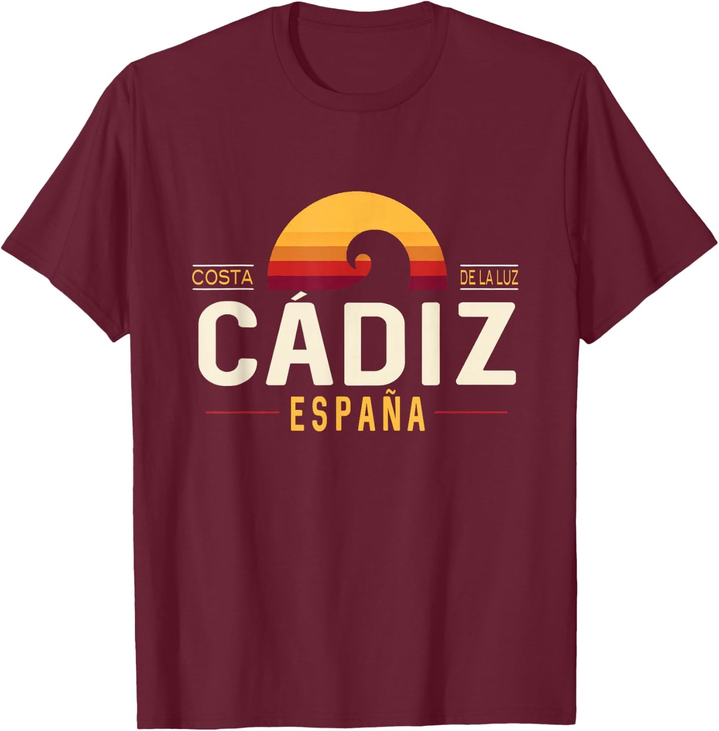 Cadiz Spain | Cádiz Costa de la Luz España Retro Wave Logo T-Shirt - T-Shirt | Maroon