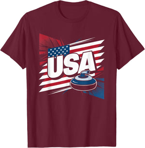 Curling Player Curler Sport Lover Curling Stone T-Shirt - T-Shirt | Maroon