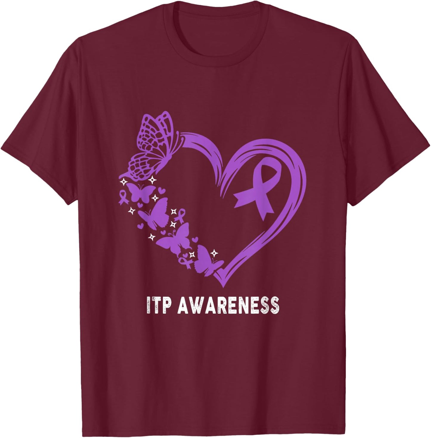 ITP Awareness Heart ITP Warrior T-Shirt - T-Shirt | Maroon