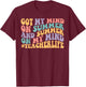 Groovy Happy Face Summer Vibes Got My Mind On Summer Teacher Women T-Shirt - T-Shirt | Maroon