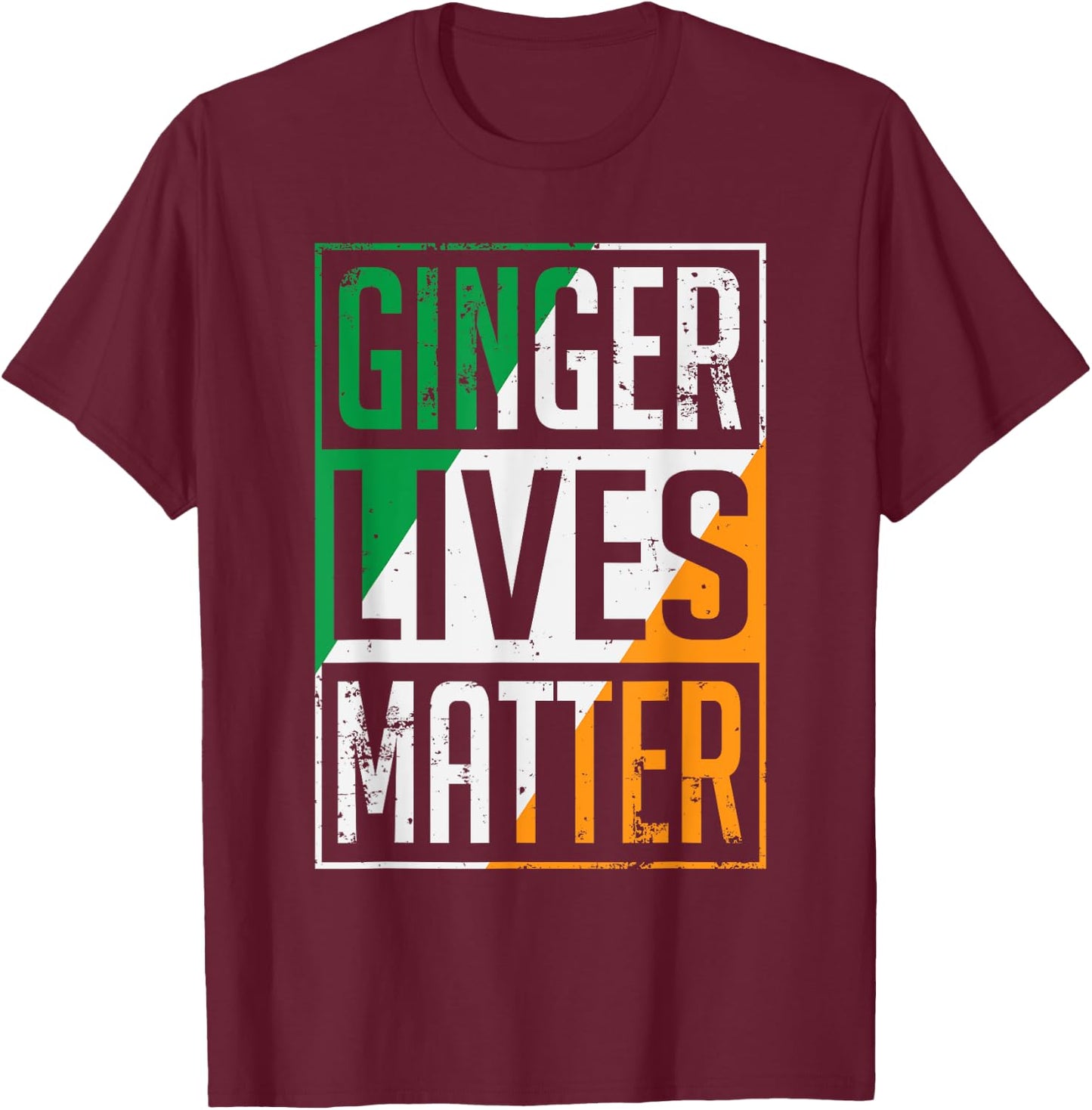 Ginger Lives Matter Irish Flag St Patricks Day Redhead Men T-Shirt - T-Shirt | Maroon