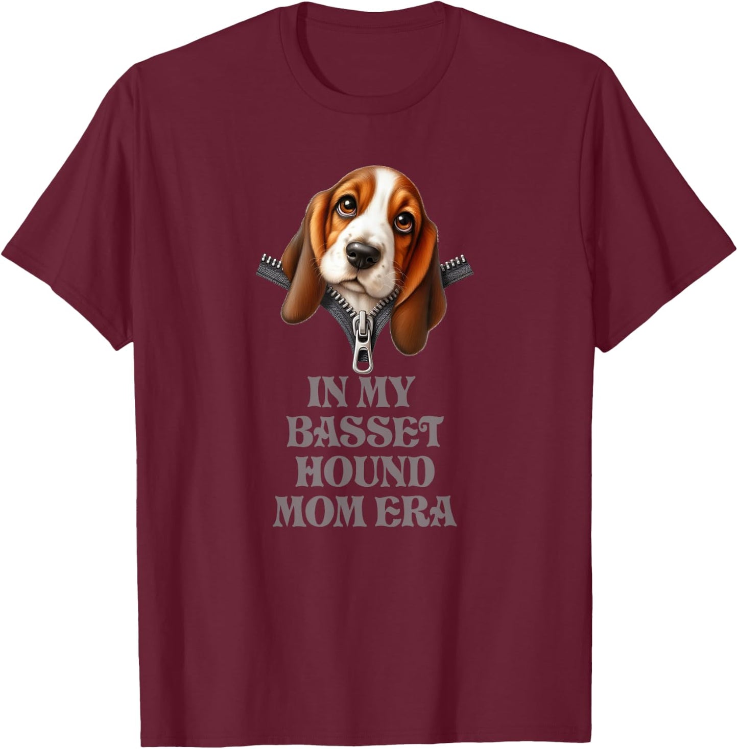 In My Basset Hound Mom Era T-Shirt - T-Shirt | Maroon