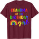 Grandma Of The Birthday Girl Rainbow Birthday Matching T-Shirt - T-Shirt | Maroon