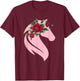 Flower Horse Lover Horse Riding Cowgirl Western Women Girls T-Shirt - T-Shirt | Maroon