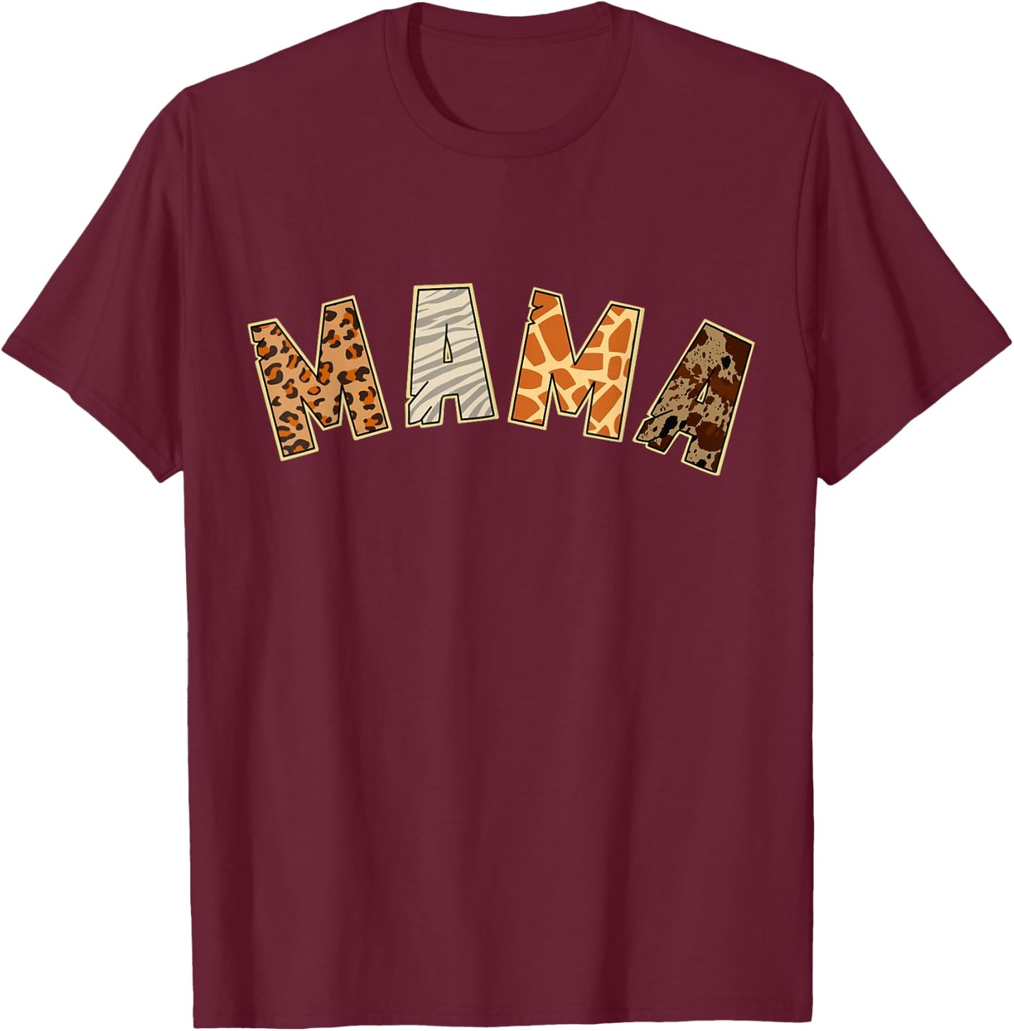 Mama Animal Print Leopard Cheetah T-Shirt - T-Shirt | Maroon