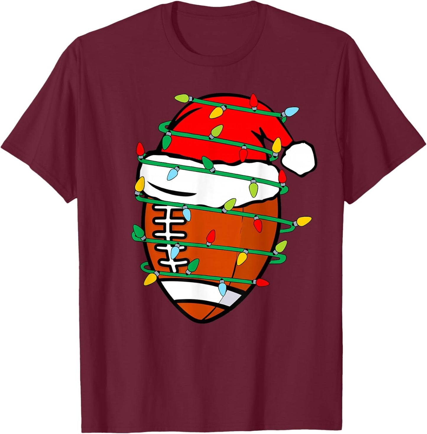Christmas Football Xmas Santa Sports Kids Boys Men Christmas T-Shirt - T-Shirt | Maroon