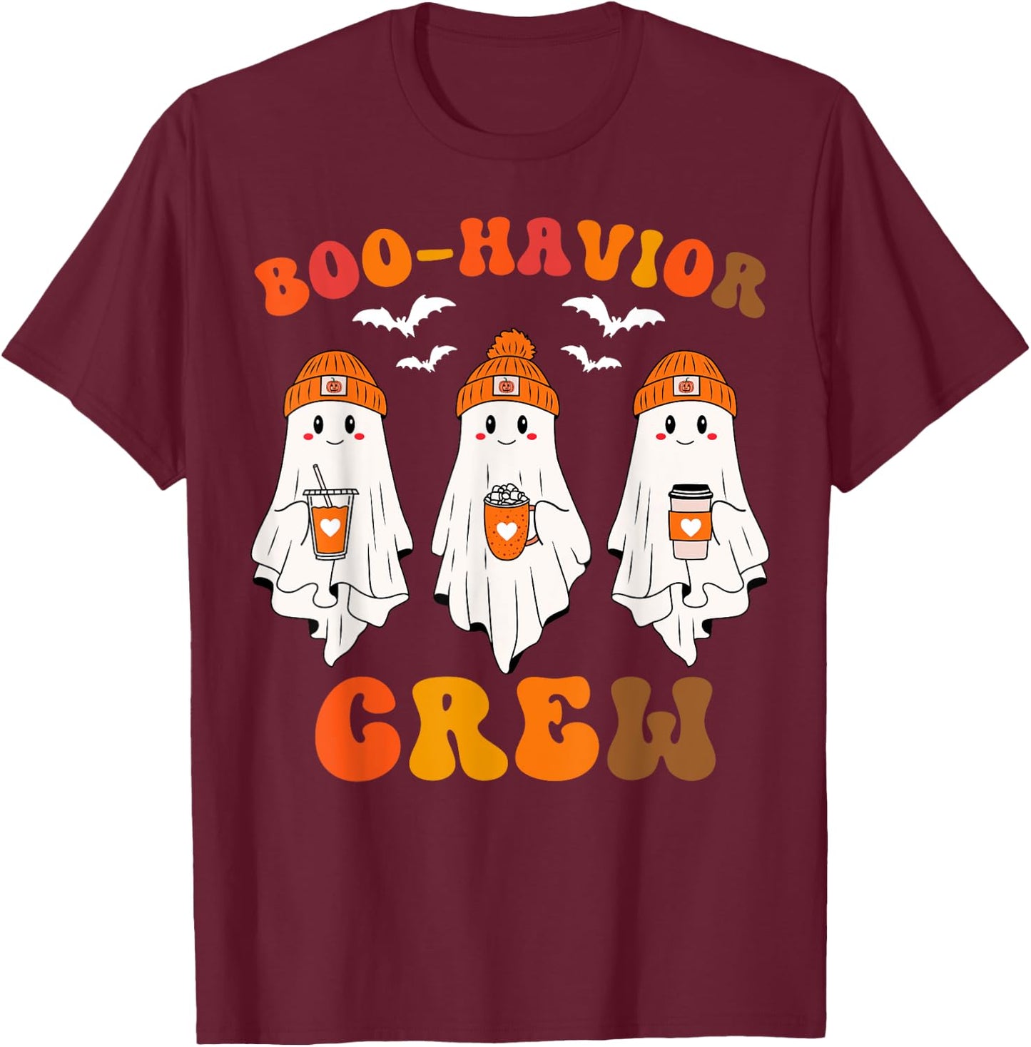 Boo-havior Crew, Behavior Analyst, Halloween ABA Cute Ghost T-Shirt - T-Shirt | Maroon