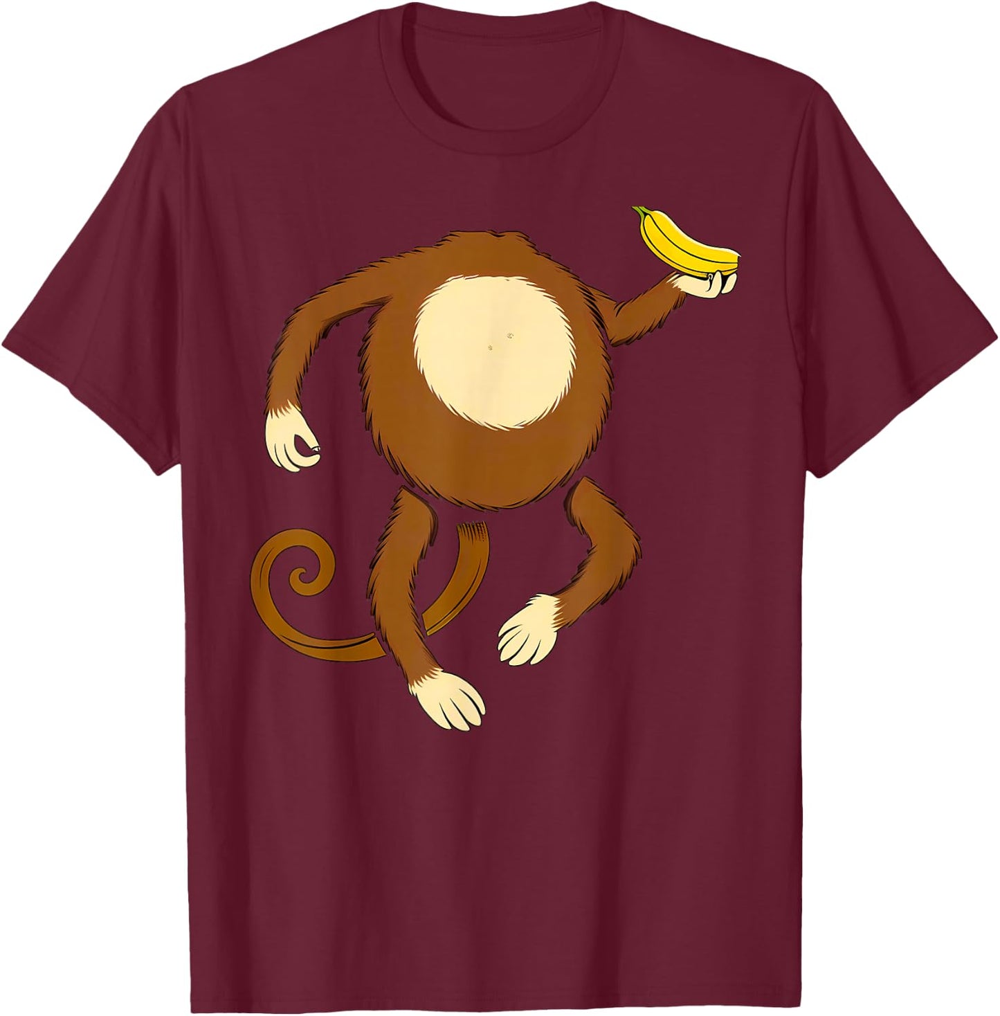 Monkey Holding Banana Halloween Costume T-Shirt - T-Shirt | Maroon
