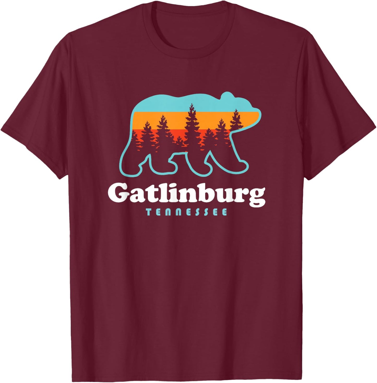 Gatlinburg Tennessee Bear Great Smoky Mountains T-Shirt - T-Shirt | Maroon
