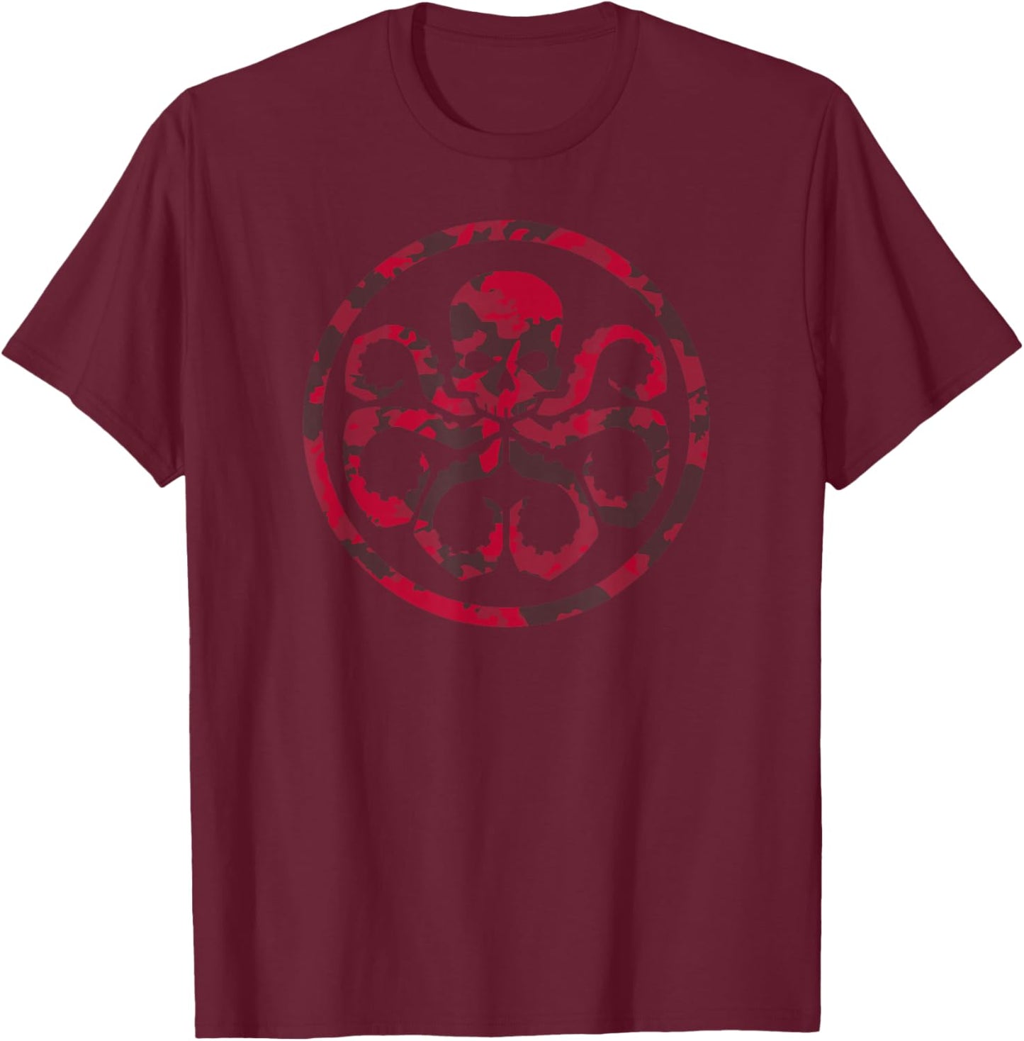 Marvel Hail Hydra Red Camo Distressed Comic Villain Icon T-Shirt - T-Shirt | Maroon
