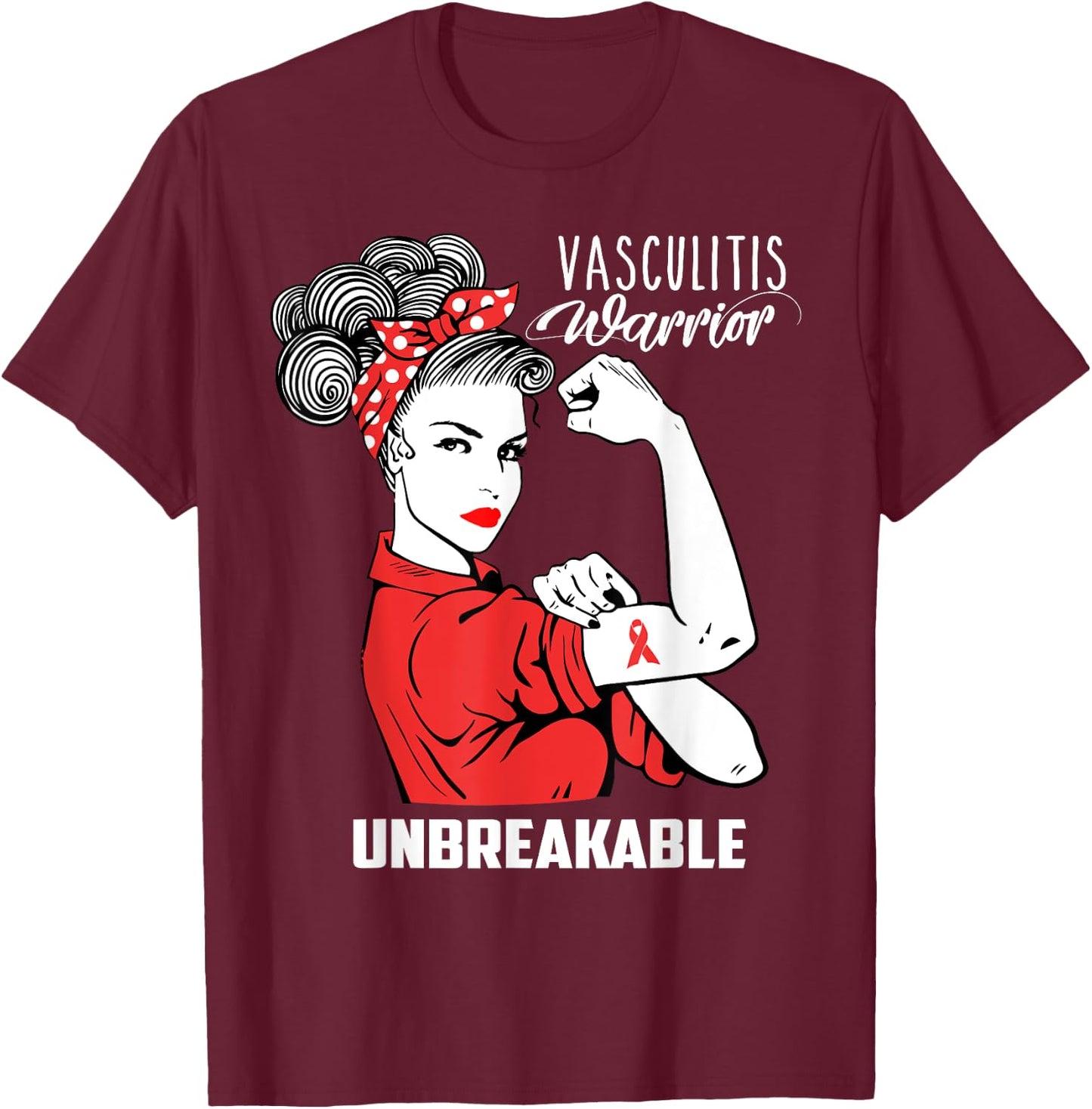 Vasculitis Warrior Unbreakable Shirt Vasculitis Awareness T-Shirt - T-Shirt | Maroon