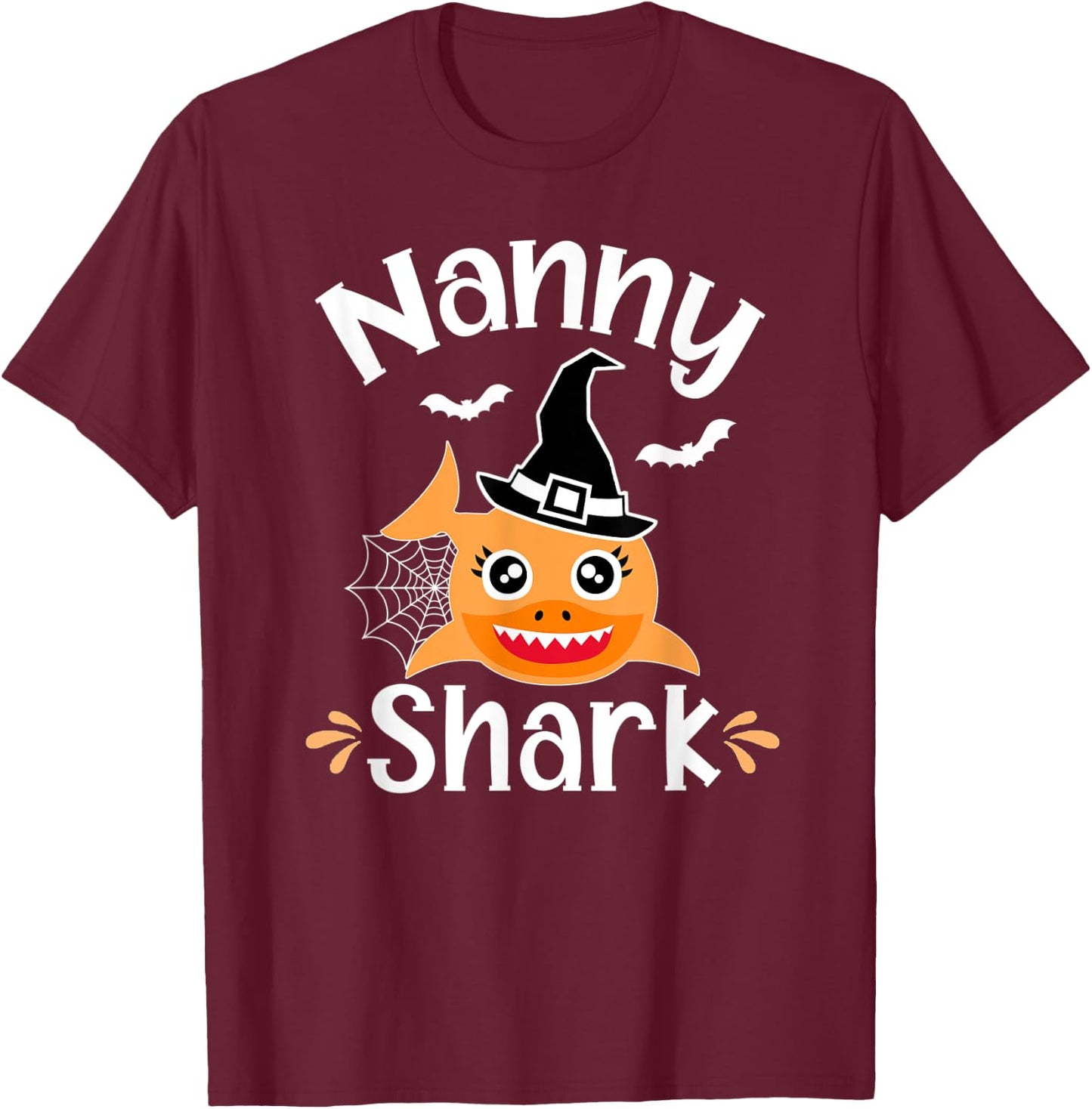 Nanny Shark Funny Halloween Nanny Grandma T-Shirt - T-Shirt | Maroon