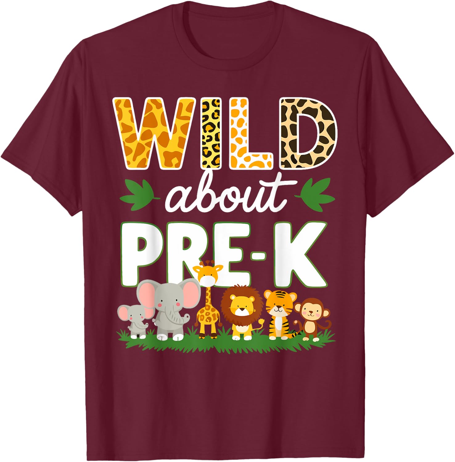 Pre-k Teacher, Kids Back To School Wild About Pre-k T-Shirt - T-Shirt | Maroon