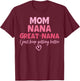 Mom Nana Great Nana I Just Keep Getting Better Mother's Day T-Shirt - T-Shirt | Maroon