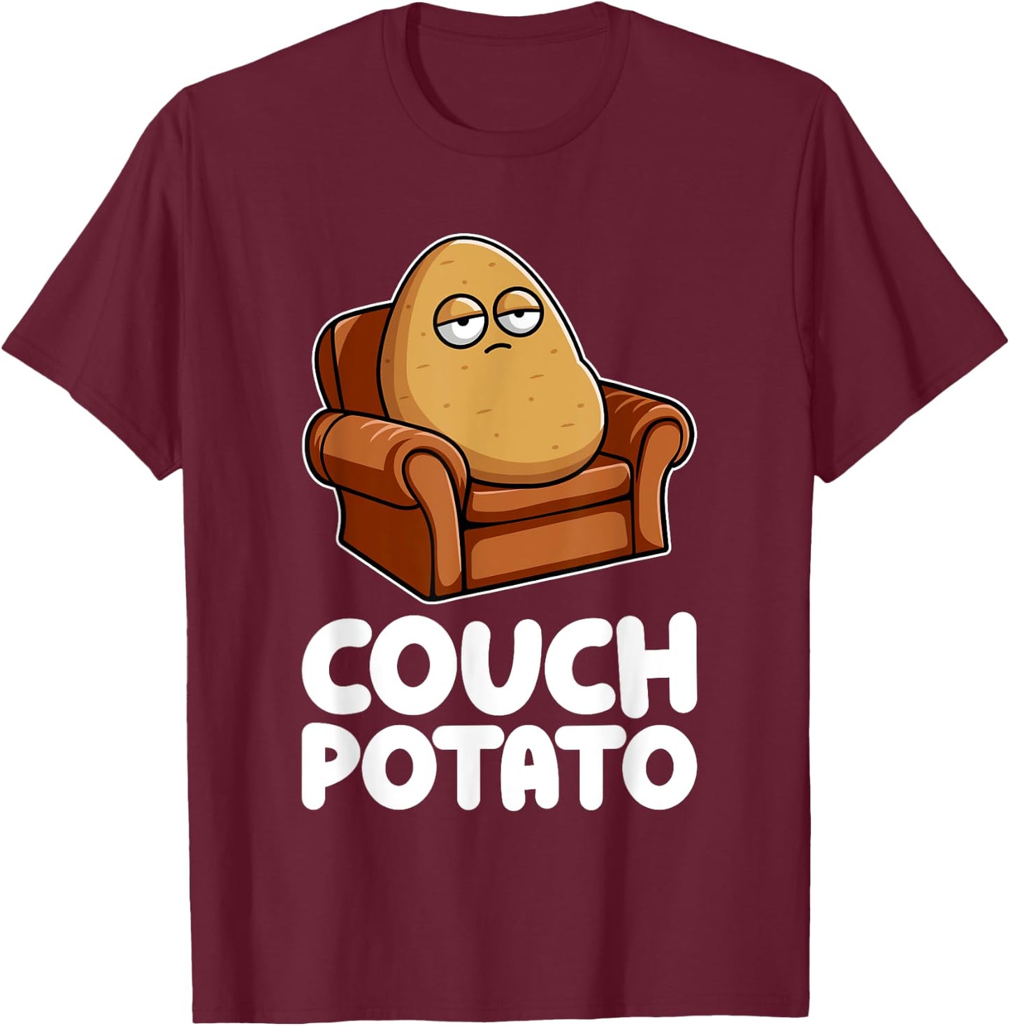 Potato Lazy Tired Vegetable Food Humor Funny Pun Dad Mom T-Shirt - T-Shirt | Maroon