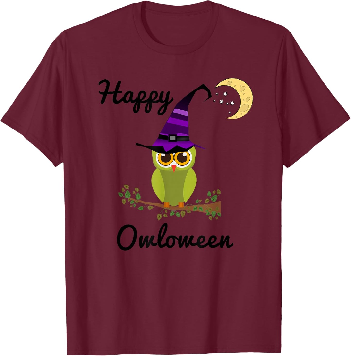 Adorable Owl Halloween Shirt, Happy Owloween T-Shirt - T-Shirt | Maroon