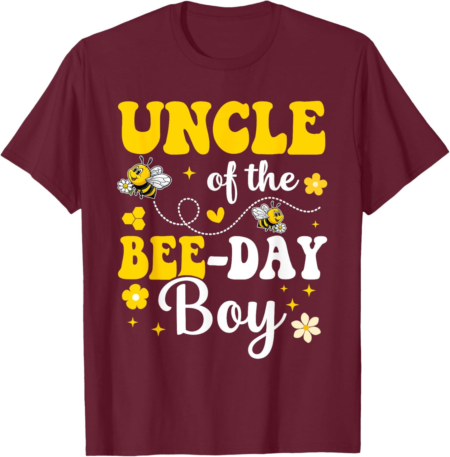 Uncle of The Bee Day Boy Bee Birthday Party Matching Family T-Shirt - T-Shirt | Maroon