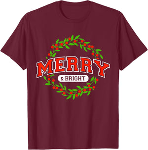 Merry And Christmas Bright Moody And Uptight Matching Couple T-Shirt - T-Shirt | Maroon