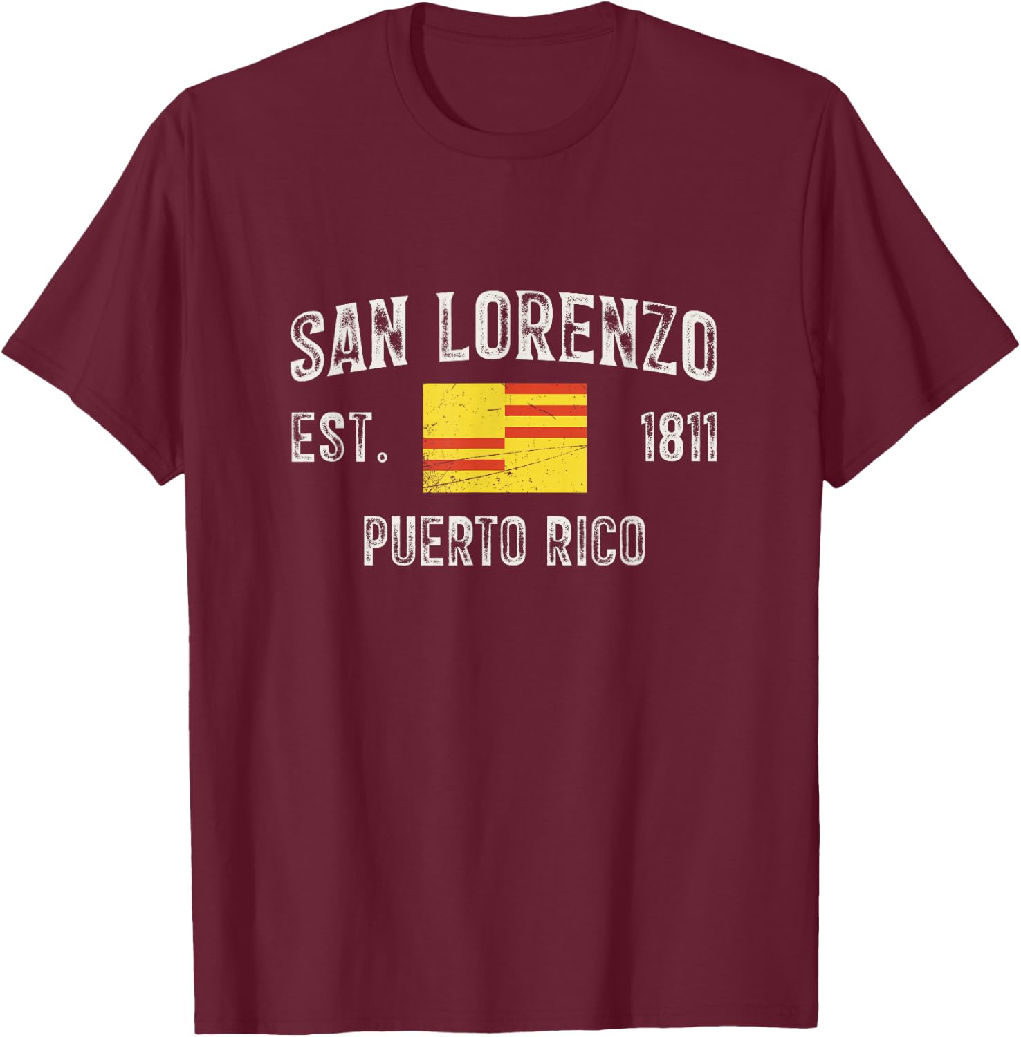 San Lorenzo City in Puerto Rico Est 1811, Puerto Rico Flag T-Shirt - T-Shirt | Maroon