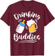 Fathers Day Drinking Buddies New Dad and Baby Drinking Team T-Shirt - T-Shirt | Maroon
