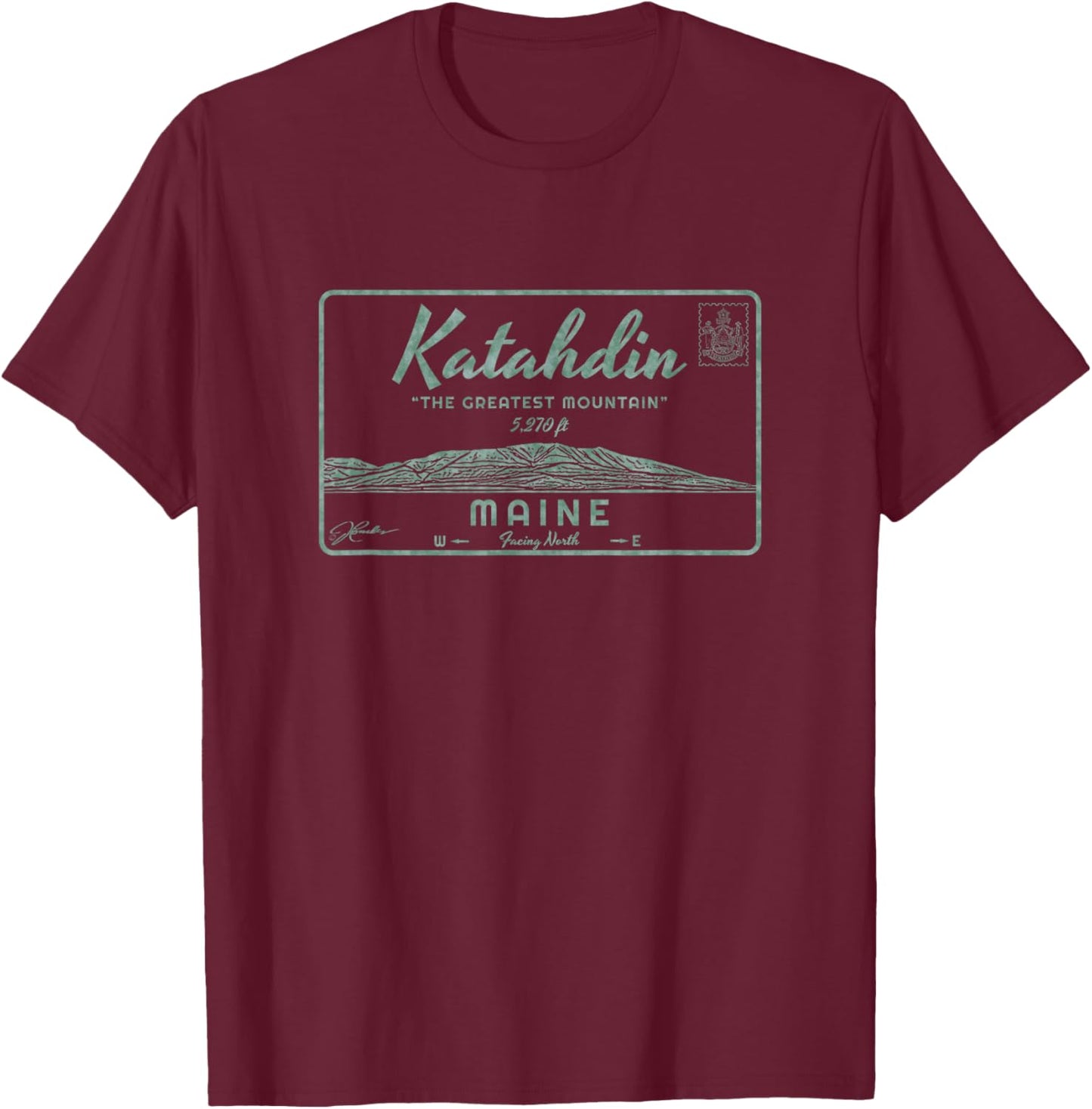 JCombs: Katahdin, Maine, The Greatest Mountain T-Shirt - T-Shirt | Maroon