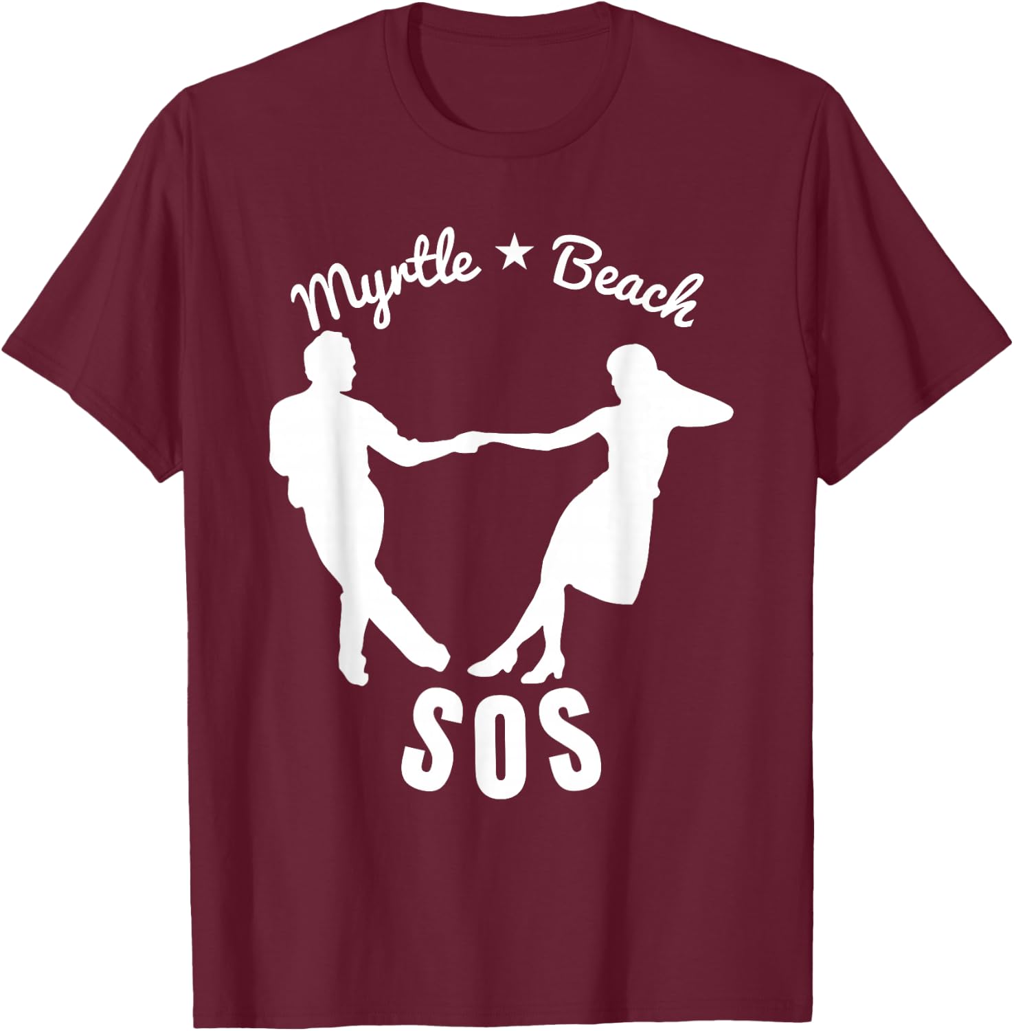 Shag Dance Dream: Retro-Inspired Design for Swing Enthusiast T-Shirt - T-Shirt | Maroon