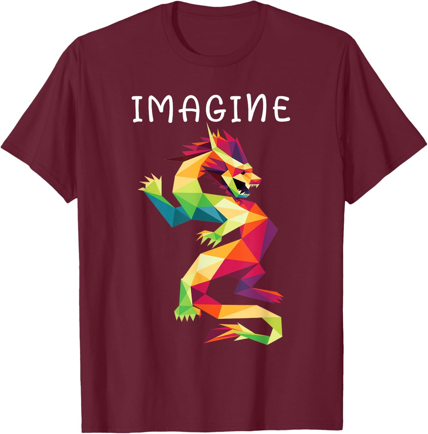 Imagine Fantasy Dragon Tattoo Style T-Shirt - T-Shirt | Maroon