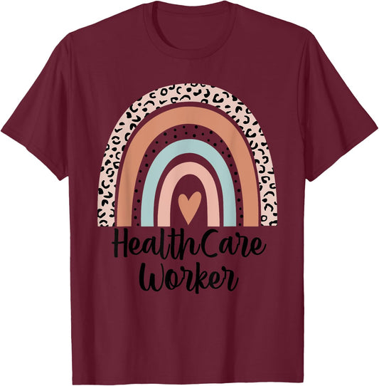 Healthcare Worker Rainbow Frontline Workers Appreciation T-Shirt - T-Shirt | Maroon