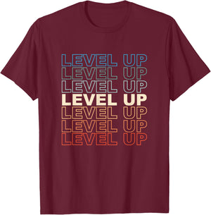 Vintage Gamer LEVEL UP Video Game Lover Retro Gaming Gift T-Shirt - T-Shirt | Maroon