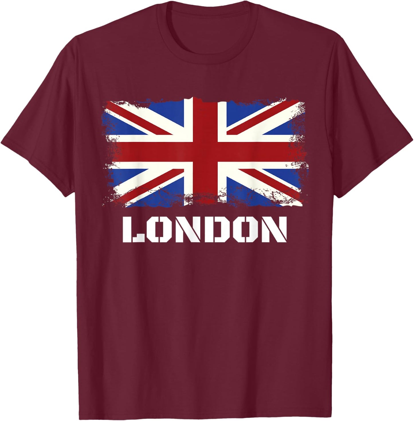 Souvenir London City Vintage UK Flag British T-Shirt - T-Shirt | Maroon