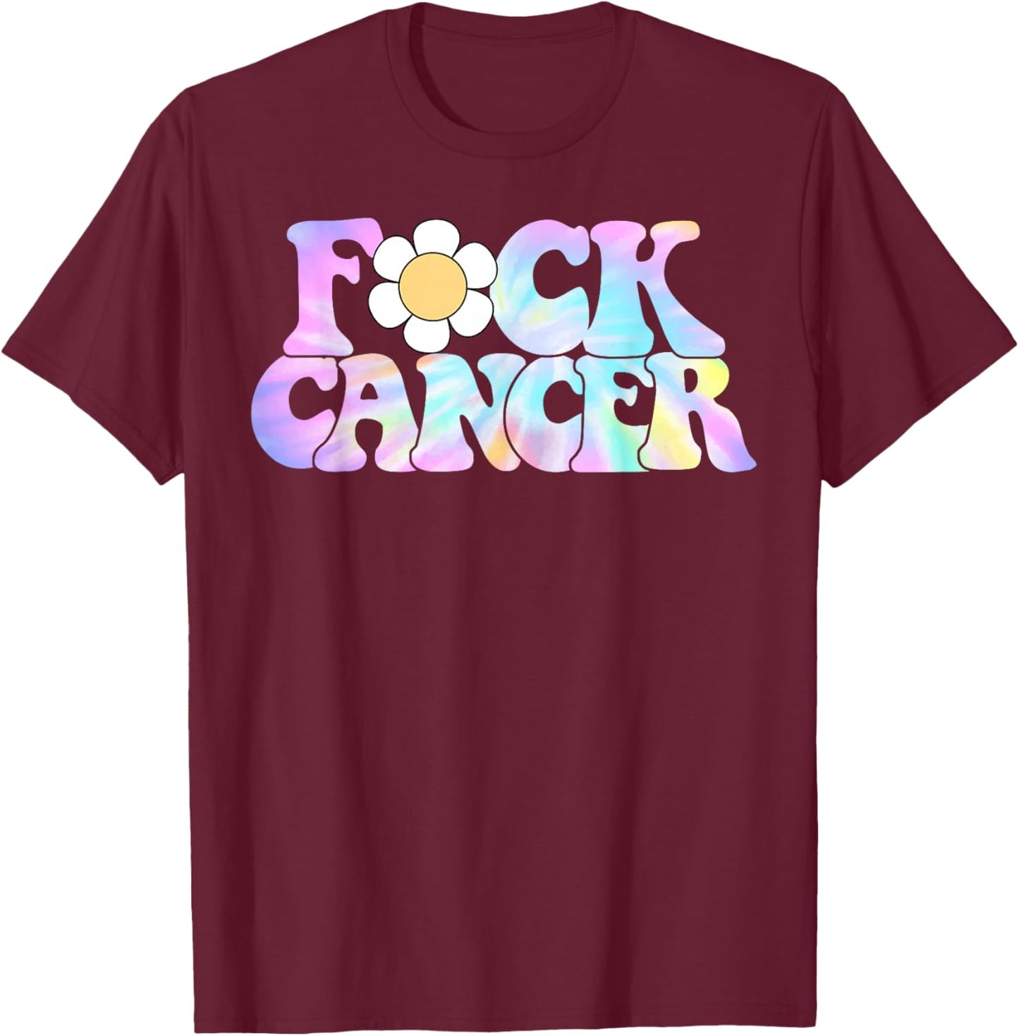 Fuck Cancer Retro Groovy All Cancer Awareness Men Women T-Shirt - T-Shirt | Maroon