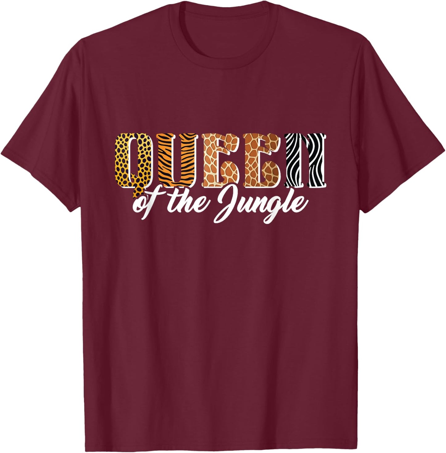Queen of the Jungle Safari Animal Birthday Matching Women T-Shirt - T-Shirt | Maroon