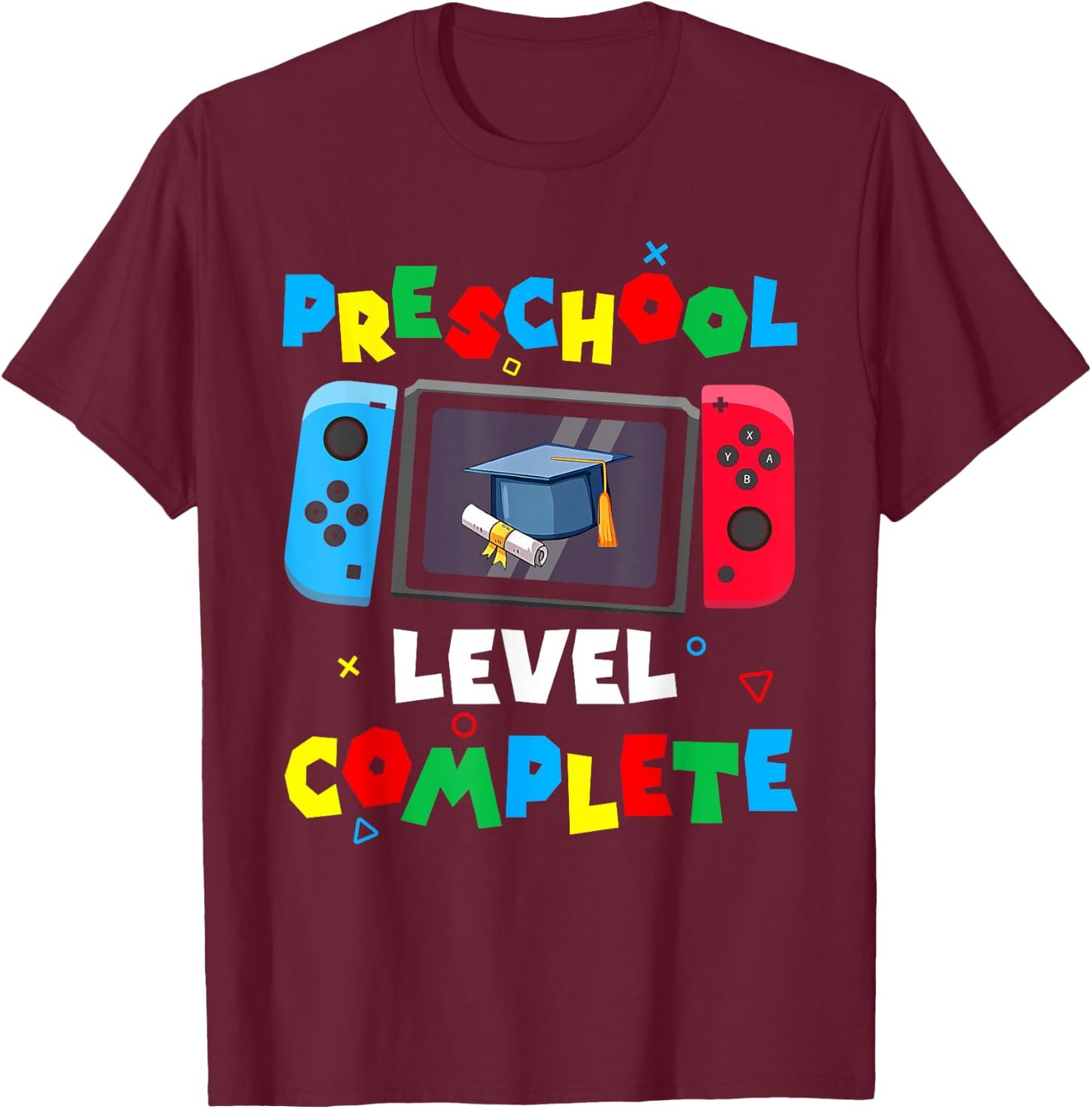 Game Controller Level Preschool Complete Boys Graduation T-Shirt - T-Shirt | Maroon